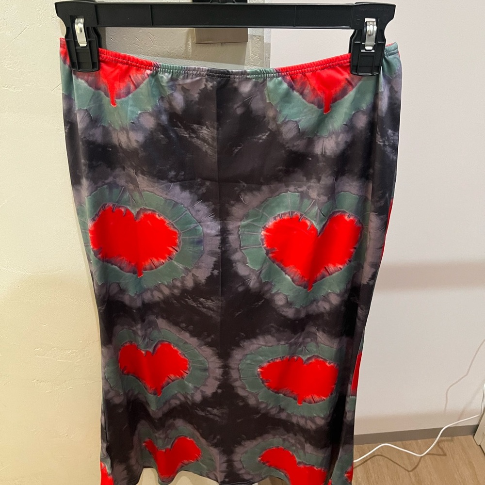 Stylish Heart Patterned Skirt - Red and Blue